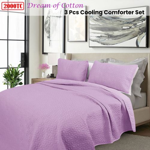 2000TC Dream of Cotton Cooling Embroidered 3 Pcs Comforter Set by Shangri La