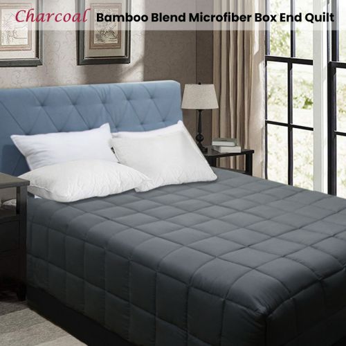 Bamboo Blend Microfiber Box End Quilt Charcoal by Shangri La