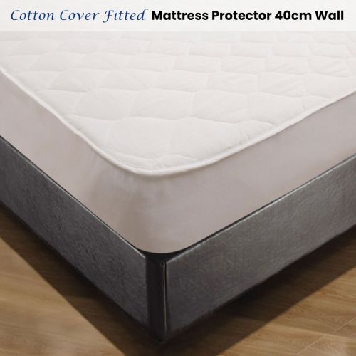 Cotton Cover Fitted Mattress Protector 40cm Wall by Shangri La