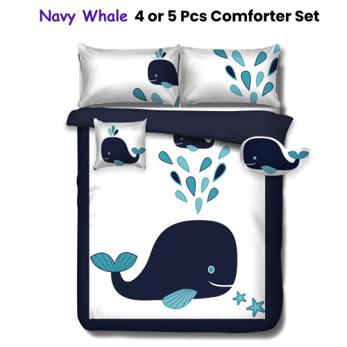 Navy Whale Kids Advventure 4 or 5 Pcs Comforter Set by Ramesses