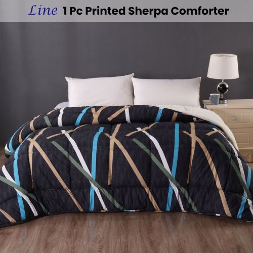 Line 1 Pc Printed Sherpa Comforter by Ramesses