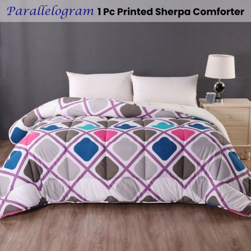 Square 1 Pc Printed Sherpa Comforter by Ramesses
