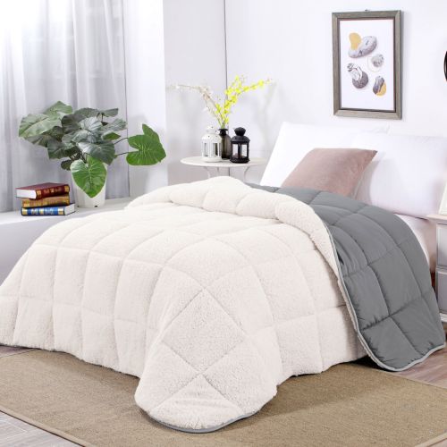 Sleet Sherpa Fleece Reversible 3 Pcs Comforter Set by Shangri La