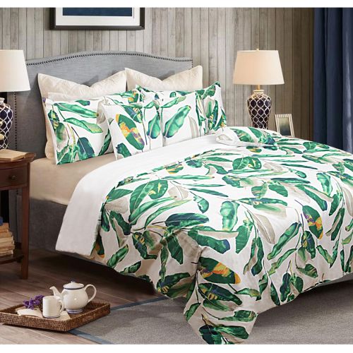 6 Piece Comforter Set Leaves Green by Shangri La