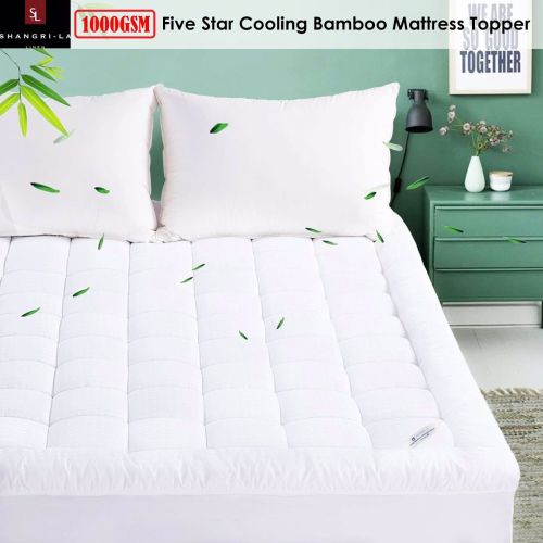 1000GSM Five Star Cooling Bamboo Mattress Topper Single by Shangri La