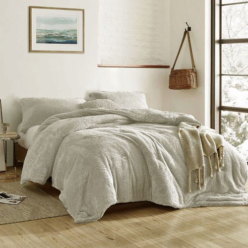 Taupe Teddy Fleece Duvet Cover Set Queen by Shangri La