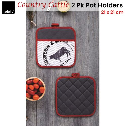 Country Cattle Set of 2 Pot Holders 21 x 21 cm by Ladelle