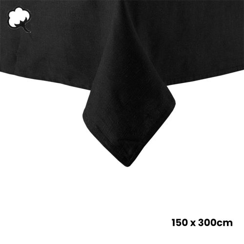 Base Black Linen Look 100% Cotton Tablecloth by Ladelle