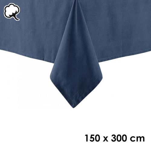Base Navy Linen Look 100% Cotton Tablecloth by Ladelle