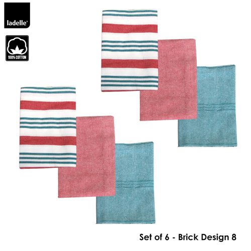 Brick Set of 6 Cotton Kitchen Towels 45 x 70 cm by Ladelle