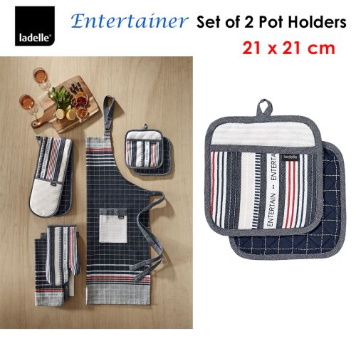 Entertainer Charcoal Set of 2 Pot Holders 21 x 21 cm by Ladelle