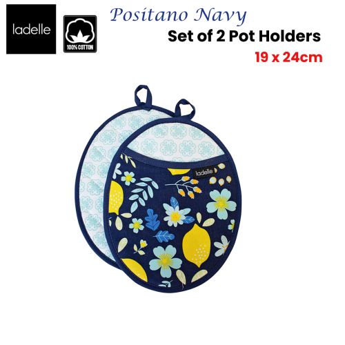 Positano Navy Set of 2 Pot Holders 19 x 24 cm by Ladelle