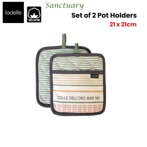 Sanctuary Cream Set of 2 Pot Holders 21 x 21 cm by Ladelle