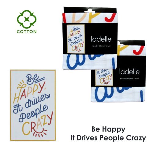 Set of 2 Novelty Positivity Cotton Tea Towels 45 x 70 cm by Ladelle