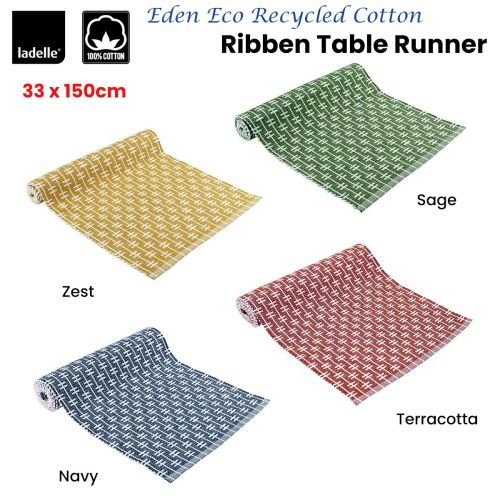 Eden Ribbed Eco Recycled Cotton Table Runner 33 x 150 cm by Ladelle