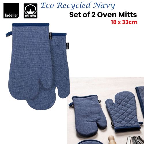 Eco Recycled Navy Set of 2 Oven Mitts 18 x 33 cm by Ladelle