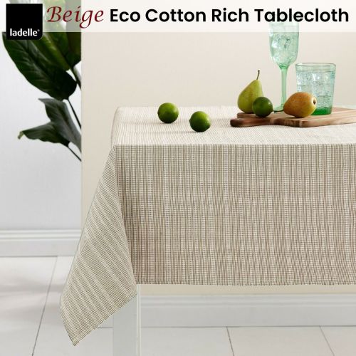 Beige Eco Cotton Rich Tablecloth by Ladelle