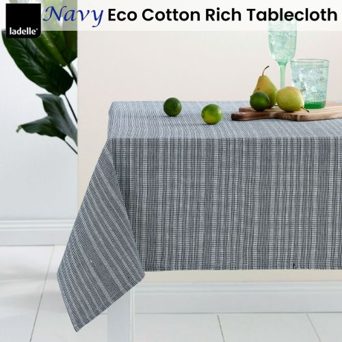 Navy Eco Cotton Rich Tablecloth by Ladelle