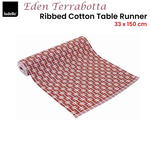 Eden Terracotta Ribbed 100% Cotton Table Runner 33 x 150 cm by Ladelle
