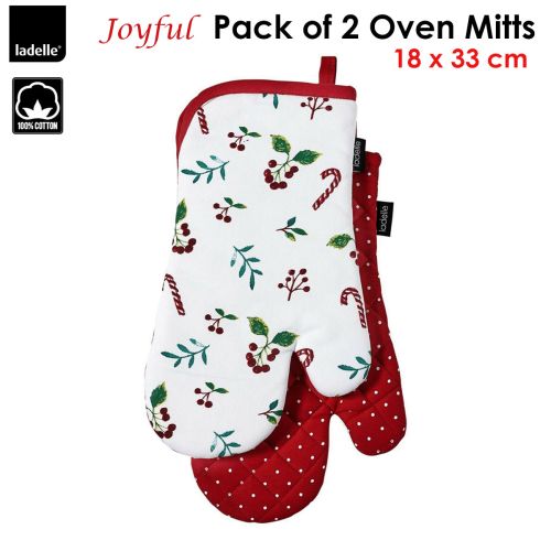 Joyful Red Set of 2 Oven Mitts 18 x 33 cm by Ladelle