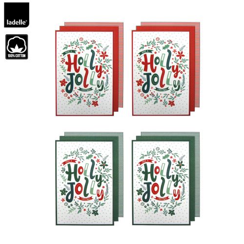 Joyful Jolly Christmas Set of 6 Cotton Kitchen Towels 45 x 70 cm by Ladelle