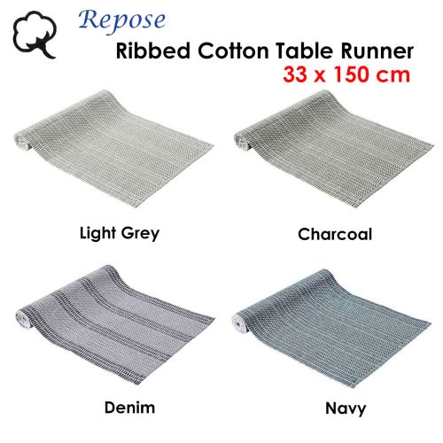 Repose Ribbed 100% Cotton Table Runner 33 x 150 cm by Ladelle