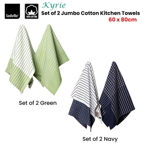 Kyrie Cotton Set of 2 Jumbo Kitchen Towels 60 x 80 cm by Ladelle