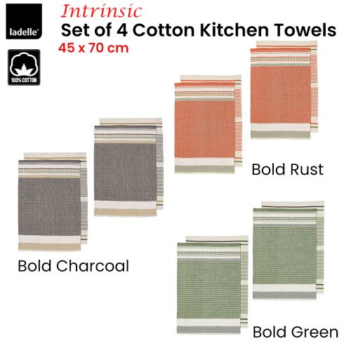 Intrinsic Set of 4 Cotton Kitchen Towels 45 x 70 cm by Ladelle