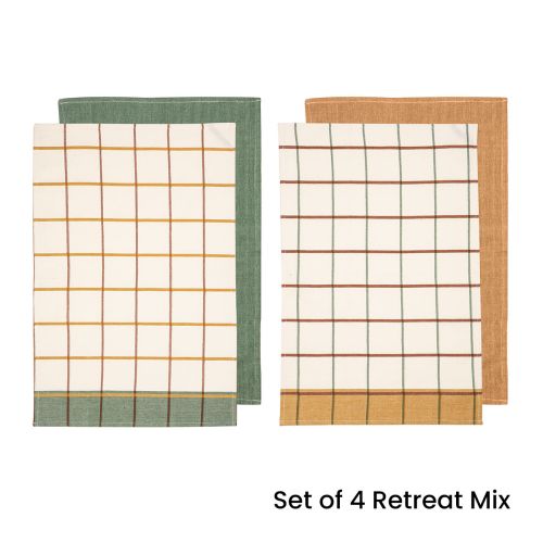 Set of 4 Retreat Cotton Kitchen Tea Towels 50 x 70 cm by Ladelle
