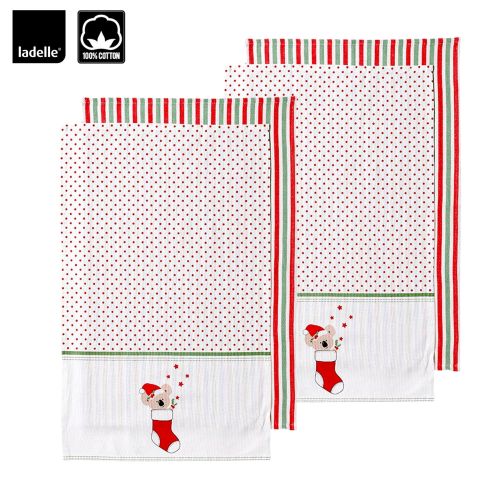 Set of 4 Aussie Stocking Kitchen / Cleaning 100% Cotton Tea Towels 45 x 70 cm by Ladelle