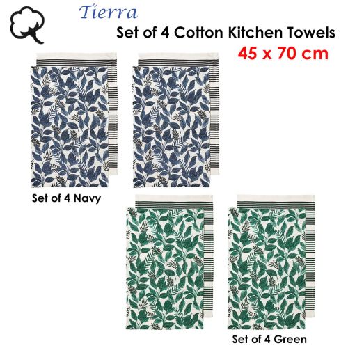 Tierra Set of 4 Cotton Kitchen Towels 45 x 70 cm by Ladelle