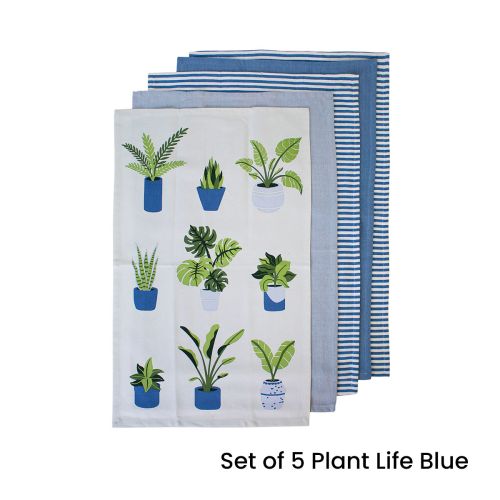 Set of 5 Plant Life Cotton Kitchen Tea Towels 50 x 70 cm by Ladelle