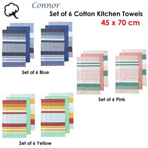 Connor Set of 6 Cotton Kitchen Towels 45 x 70 cm by Ladelle