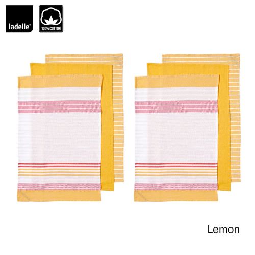 Set of 6 Dwell Woven Stripe Cotton Tea Towels 45 x 70 cm by Ladelle