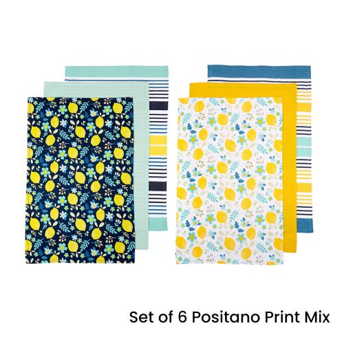 Set of 6 Positano Cotton Kitchen Tea Towels 50 x 70 cm by Ladelle