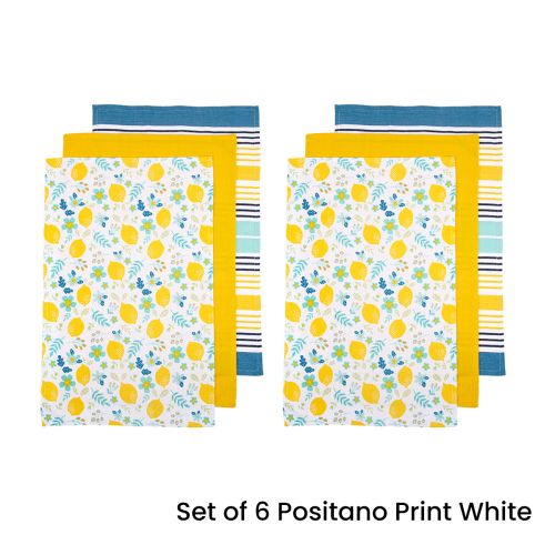 Set of 6 Positano Cotton Kitchen Tea Towels 50 x 70 cm by Ladelle