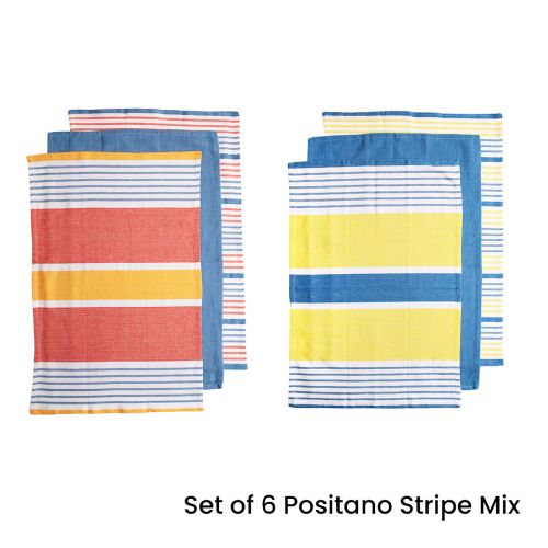Set of 6 Positano Stripe Cotton Kitchen Tea Towels 50 x 70 cm by Ladelle