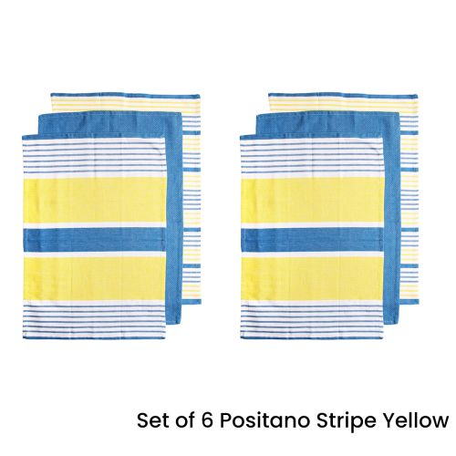 Set of 6 Positano Stripe Cotton Kitchen Tea Towels 50 x 70 cm by Ladelle