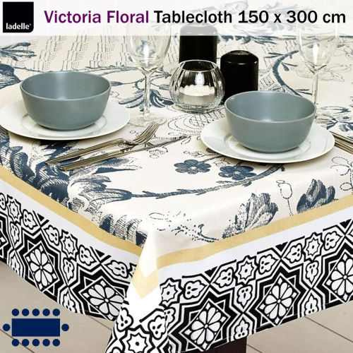 Victoria Floral Tablecloth 10 to 12 Seater Oblong 150 x 300 cm by Ladelle