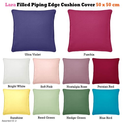 Lara Filled Piping Edge Cushion Cover 50 x 50 cm by Hoydu