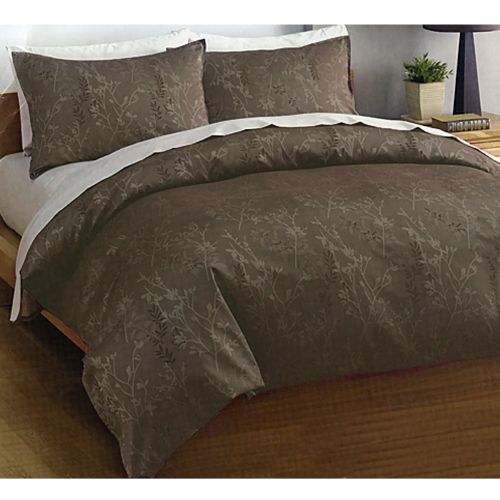 Leaves Jacquard Chocolate Quilt Cover Set Queen by Deco