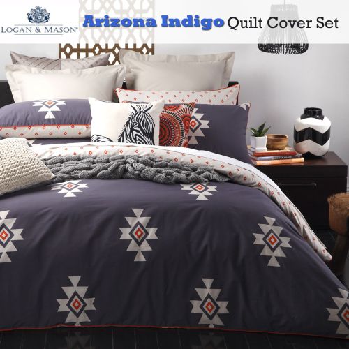 Arizona Indigo Quilt Cover Set by Logan & Mason