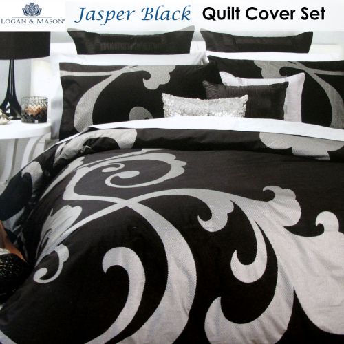 Jasper Black Quilt Cover Set by Logan & Mason