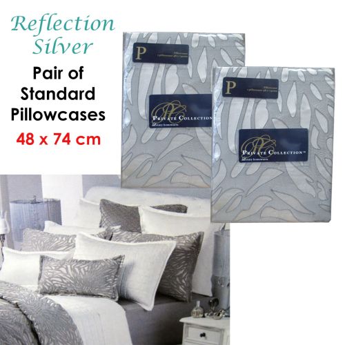 Pair of Reflections Silver Standard Pillowcases 48 x 74cm by Logan & Mason