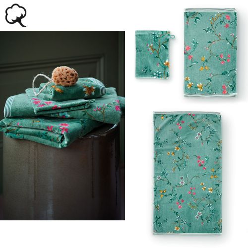 Les Fleurs Green Towel or Wash Mitt by PIP Studio