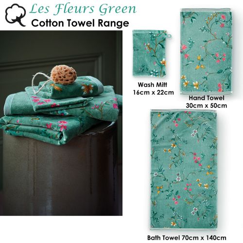 Les Fleurs Green Towel or Wash Mitt by PIP Studio