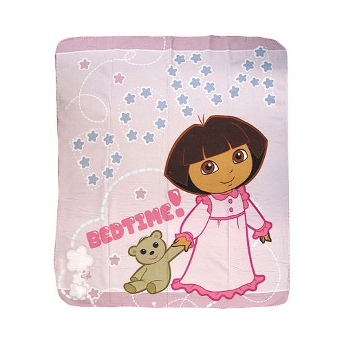 Licensed Kids Cartoon Polar Fleece Throw Rug Dora Explorer Bed Time 127 x 152 cm by Caprice