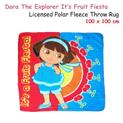Licensed Kids Cartoon Polar Fleece Throw Rug Dora Explorer It's Fruit Fiesta 100 x 100 cm by Caprice