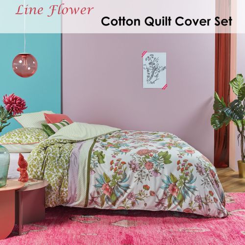 Line Flower Cotton Sateen Quilt Cover Set by Oilily