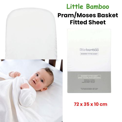 Little Bamboo Fitted Sheet Pram/Moses Basket 72x35x10cm